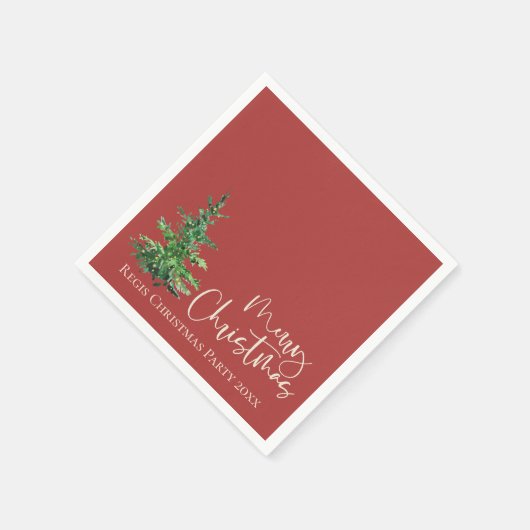 シンプルモダン水の色の木クリスマスパーティー スタンダードカクテルナプキン (角)