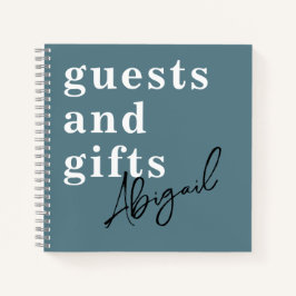 シンプルモダン水カラーティール（緑がかった色）ブライダルシャワーゲスト ノートブック