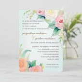 シンプルモダン水カラーフローラバラアクアブルー 招待状 (スタンド正面)