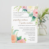 シンプルモダン水カラーフローラバラピンクコーラル 招待状 (スタンド正面)