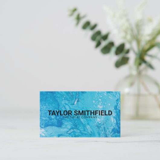 シンプルモダン水彩青桃色の絵画ブシン 名刺 (スタンド正面)