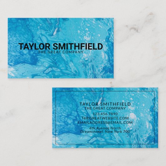 シンプルモダン水彩青桃色の絵画ブシン 名刺 (正面/裏面)