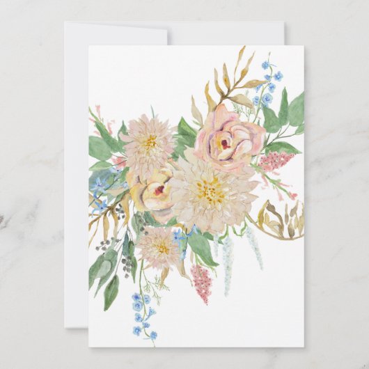 シンプルモダン水結婚色フローラ赤面 招待状 (裏面)