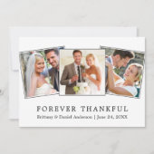 シンプルモダン永遠に感謝3写真結婚の サンキューカード (正面)