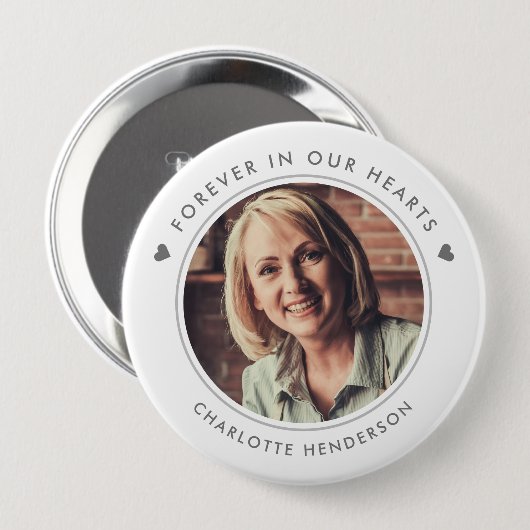 シンプルモダン永遠に我々のハートの写真ボタン 缶バッジ (正面&裏面)