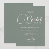シンプルモダン深いセージグリーンブライダルシャワー 招待状 (正面/裏面)
