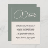 シンプルモダン深いセージ結婚グリーン詳細 エンクロージャーカード (正面/裏面)