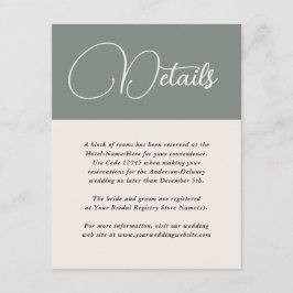 シンプルモダン深いセージ結婚グリーン詳細 エンクロージャーカード