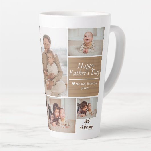 シンプルモダン父の日の写真ファミリーコラージュカー カフェラテマグ (右アングル)