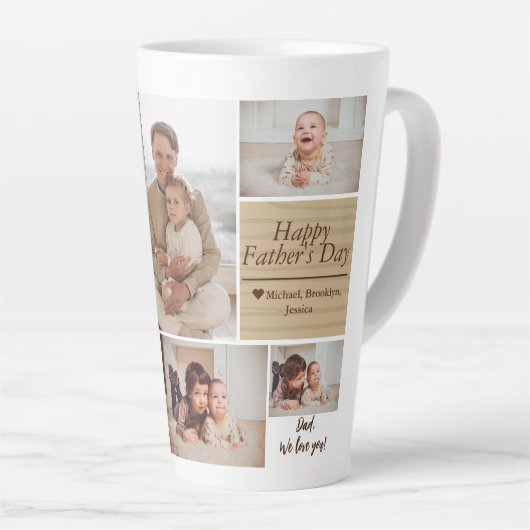シンプルモダン父の日の写真ファミリーコラージュカー カフェラテマグ (右アングル)