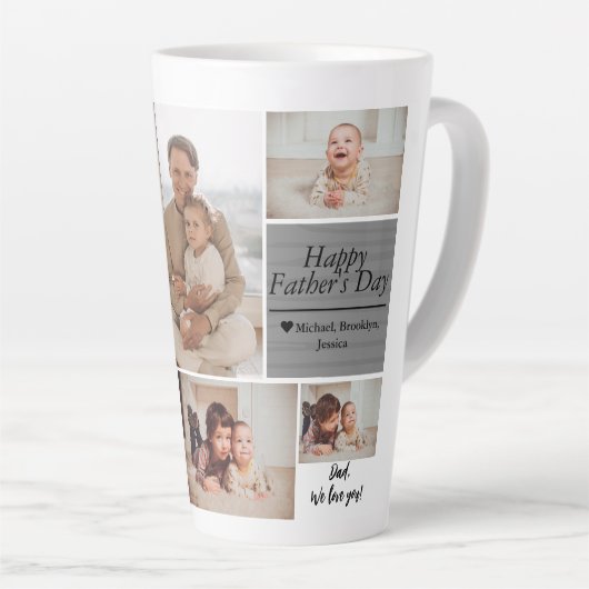 シンプルモダン父の日の写真ファミリーコラージュカー カフェラテマグ (右アングル)