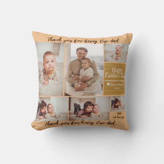 シンプルモダン父の日の写真ファミリーコラージュカー クッション (正面)