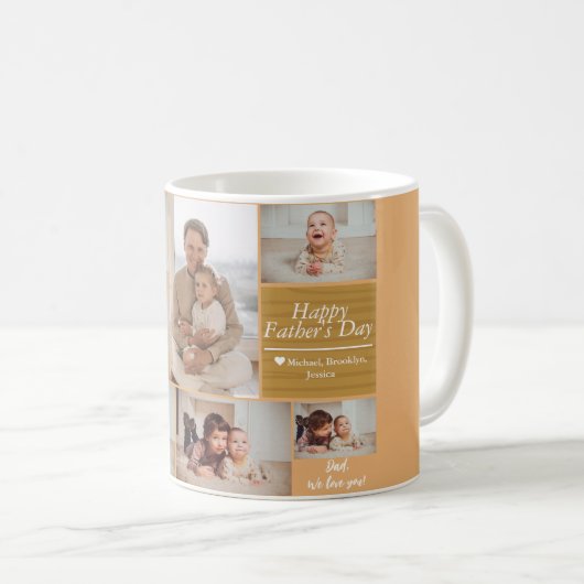 シンプルモダン父の日の写真ファミリーコラージュカー コーヒーマグカップ (正面右)