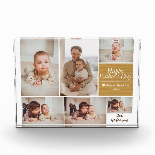 シンプルモダン父の日の写真ファミリーコラージュカー フォトブロック (正面)
