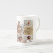 シンプルモダン父の日の写真ファミリーコラージュカー ボーンチャイナマグカップ (正面右)