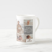 シンプルモダン父の日の写真ファミリーコラージュカー ボーンチャイナマグカップ (正面右)