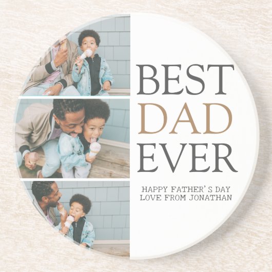 シンプルモダン父の日の写真家族コラージュ コースター (正面)