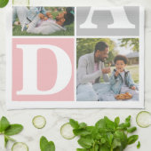 シンプルモダン父の日パパ3写真家族 キッチンタオル (折り畳み)