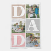 シンプルモダン父の日パパ3写真家族 キッチンタオル (縦)