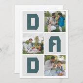 シンプルモダン父の日パパ3写真家族 シーズンカード (正面/裏面)