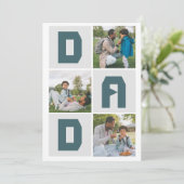 シンプルモダン父の日パパ3写真家族 シーズンカード (スタンド正面)