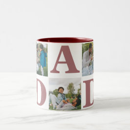 シンプルモダン父の日パパ3写真家族 ツートーンマグカップ