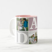 シンプルモダン父の日パパ3写真家族 ツートーンマグカップ (正面左)