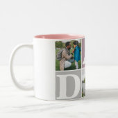 シンプルモダン父の日パパ3写真家族 ツートーンマグカップ (左)