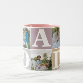 シンプルモダン父の日パパ3写真家族 ツートーンマグカップ