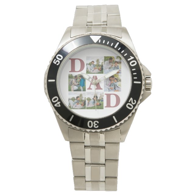 シンプルモダン父の日パパ6写真家族 腕時計 (正面)