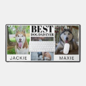 シンプルモダン犬パパ3枚フォトコラージュ デスクマット (キーボード&マウス)