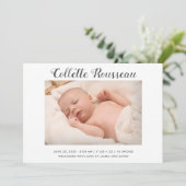 シンプルモダン生まれたばかりのベビー写真誕生の状態 案内状 (スタンド正面)