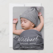シンプルモダン男の子または女の子カスタムのフルフォト誕生 案内状 (正面)