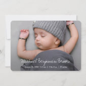 シンプルモダン男の子または女の子カスタムのフルフォト誕生 案内状 (正面)