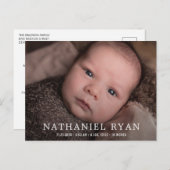 シンプルモダン男の赤ちゃん写真誕生 案内ポストカード (正面/裏面)