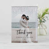 シンプルモダン白オーバーレイ2結婚枚 サンキューカード (スタンド正面)