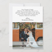 シンプルモダン白オーバーレイ2結婚枚 サンキューカード (裏面)