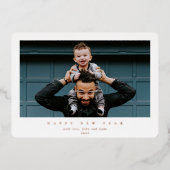 シンプルモダン白独身の写真新年 箔シーズンカード (正面)