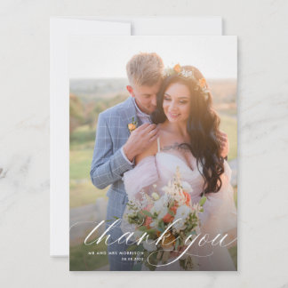 シンプルモダン白結婚書 サンキューカード