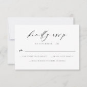 シンプルモダン白黒ウェディングRSVPカード サンキューカード (正面)