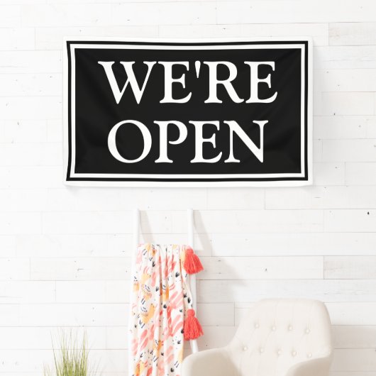 シンプルモダン白黒オープン・ビジネス 横断幕 (インサイチュ)