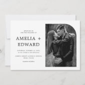 シンプルモダン白黒シック写結婚真 招待状 (正面)