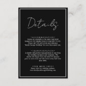 シンプルモダン白黒シック結婚詳細 エンクロージャーカード (正面)