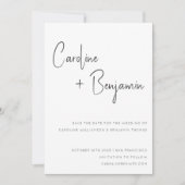 シンプルモダン白黒スクリプト結婚写真 セーブザデート (正面)