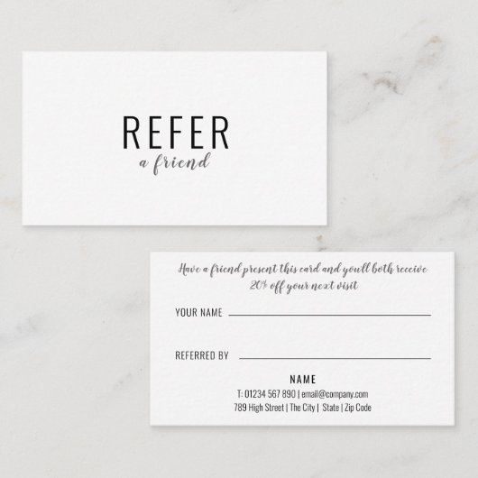 シンプルモダン白黒ビジネス 紹介カード (正面/裏面)