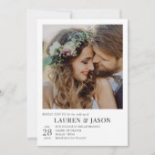 シンプルモダン白黒フォト結婚ズ 招待状 (正面)