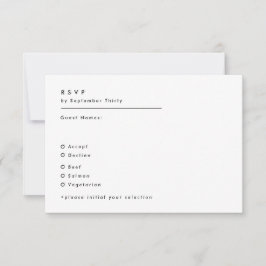 シンプルモダン白黒モノグラム結婚ズ 出欠カード