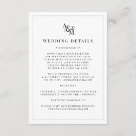 シンプルモダン白黒モノグラ結婚ム詳細 エンクロージャーカード