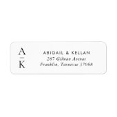 シンプルモダン白黒モノグ結婚ラムの住所 ラベル (正面)