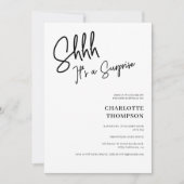 シンプルモダン白黒写真サプライズSweet 16 招待状 (正面)